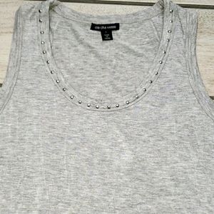 Tank top by: cha cha vente w rivets around neck